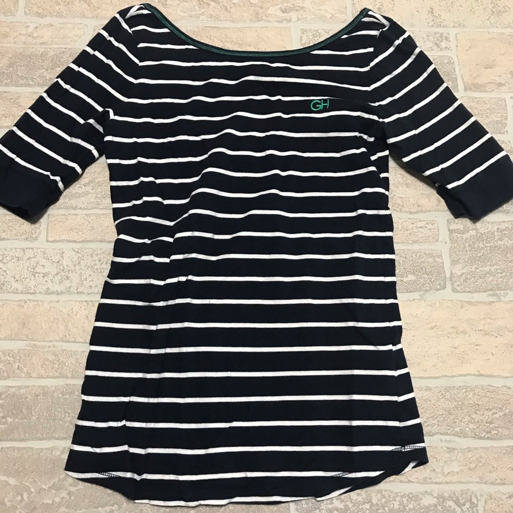 Gilly Hicks Sydney navy blue white striped tee med